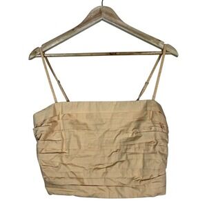 Abercrombie & Fitch Pleated Ruched Cami Crop Top Apricot Tan Boho Chic Size L